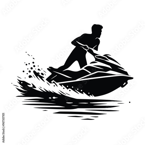 Jet Ski Riding Silhouette