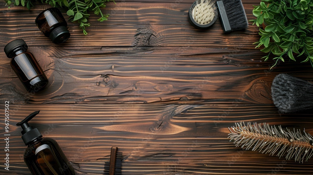 Classic barber shop tools displayed on rustic wooden surface a timeless ...