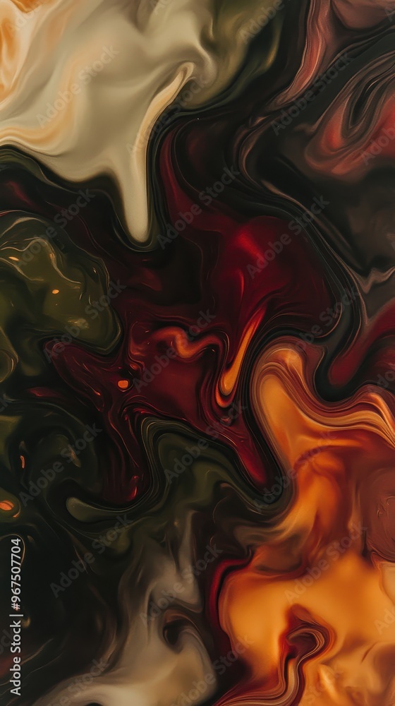 An abstract design featuring a melting pattern in dark muted colors, illustrating fluid shapes and intricate textures that draw the viewer in An abstract design featuring a melting pattern in dark muted colors, illustrating fluid shapes and intricate textures that draw the viewer in