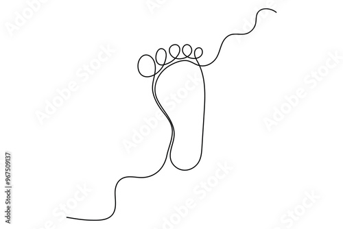 Continuous single line of foot sole drawing outline vector art illustration
