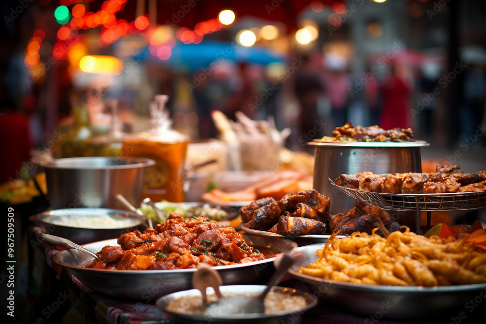 Image of food market bazaar festive event generative AI Image of food market bazaar festive event generative AI
