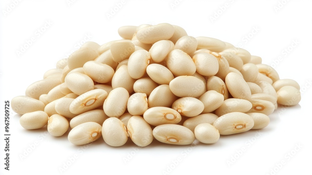 White Beans Piled Together on a Plain Background Showcasing Their Smooth Texture and Color White Beans Piled Together on a Plain Background Showcasing Their Smooth Texture and Color