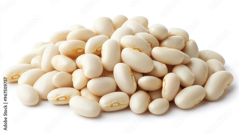 Freshly Harvested White Beans Displayed in a Natural Pile With Bright Lighting Freshly Harvested White Beans Displayed in a Natural Pile With Bright Lighting