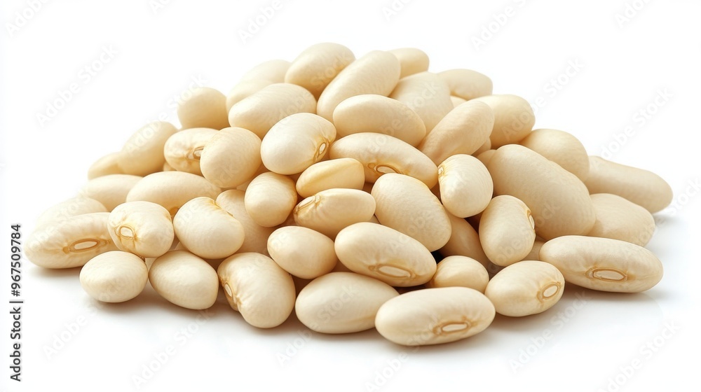 Dried White Beans Piled on a Clean Surface Ready for Cooking or Baking in a Kitchen Setting Dried White Beans Piled on a Clean Surface Ready for Cooking or Baking in a Kitchen Setting