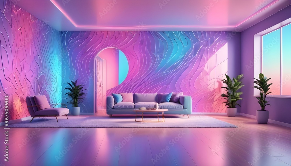 Photo interior modern design room 3d illustration; Photo interior modern design room 3d illustration;