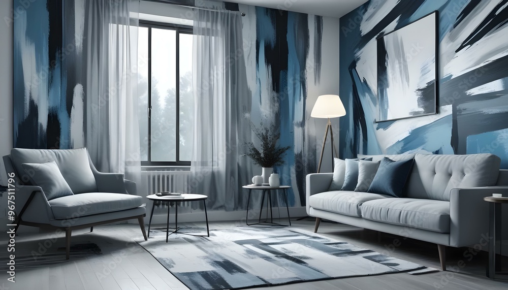 Photo interior modern design room 3d illustration; Photo interior modern design room 3d illustration;
