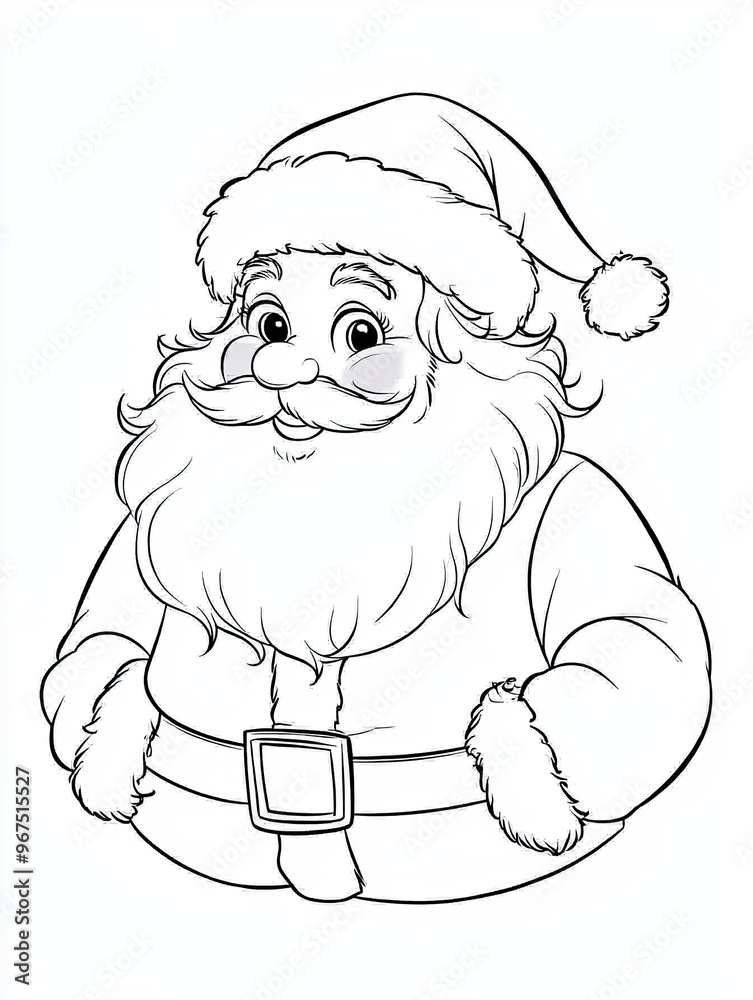 colouring book, black and white line minimal drawing, hand drawing, a portrait of happy Santa Claus, white background colouring book, black and white line minimal drawing, hand drawing, a portrait of happy Santa Claus, white background