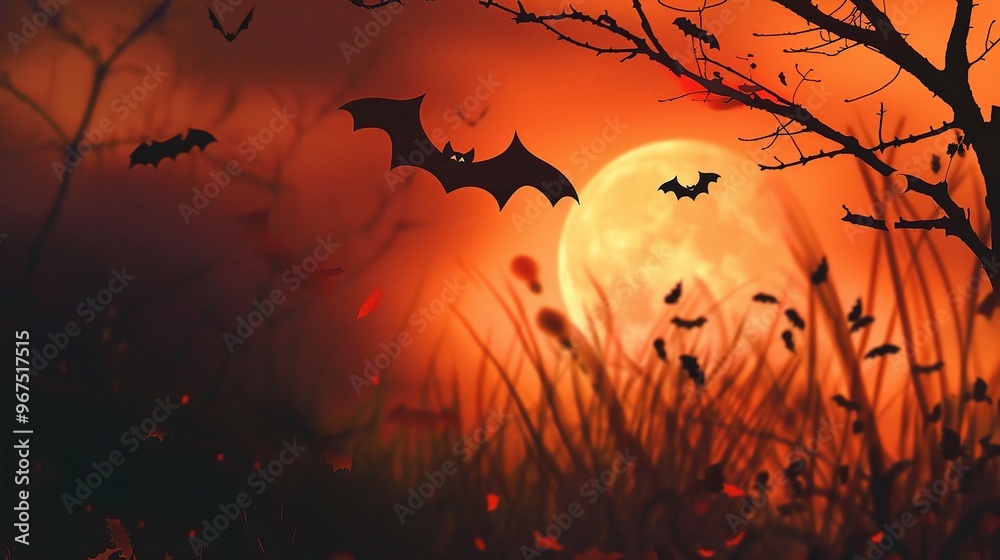 A spooky Halloween Ghost Festival background with bats. The bats are flying around in the dark night sky. There might be a haunted house or a creepy cemetery in the background A spooky Halloween Ghost Festival background with bats. The bats are flying around in the dark night sky. There might be a haunted house or a creepy cemetery in the background