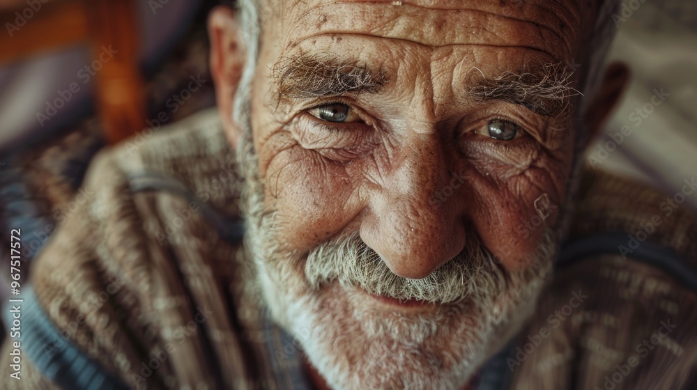 A man with a beard and gray hair is smiling. He has a beard and a mustache A man with a beard and gray hair is smiling. He has a beard and a mustache
