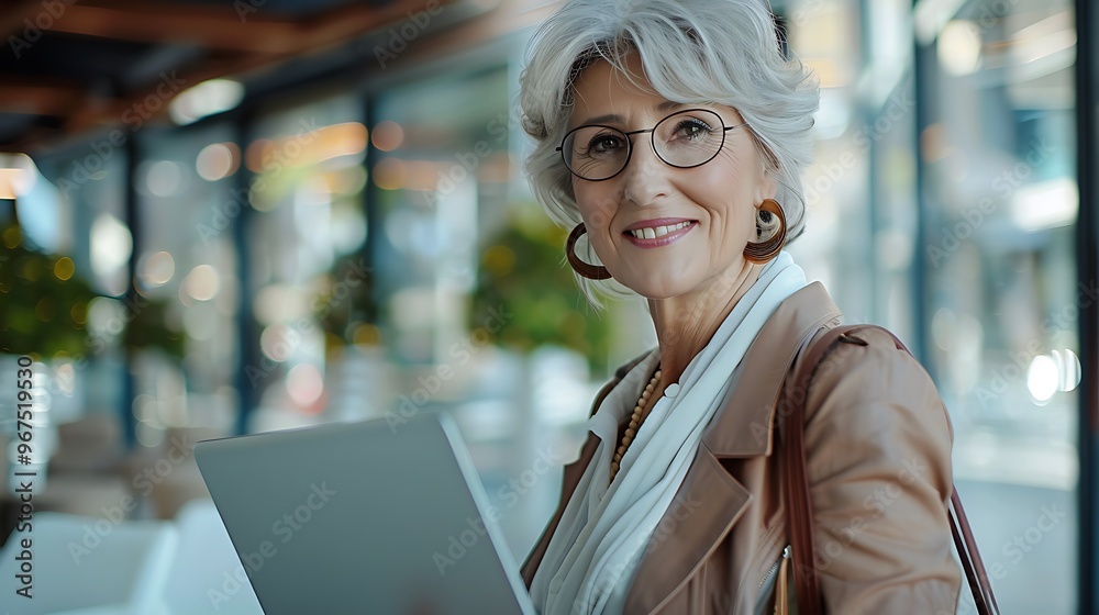 Smiling Mature Woman with Spectacles in Library Thoughtful Expression, , Mature, Woman Smiling Mature Woman with Spectacles in Library Thoughtful Expression, , Mature, Woman