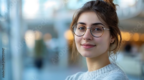 Portrait of a Social Worker in a Blurred Community Center Background, Portrait Shot, Social Worker, Community Center Background