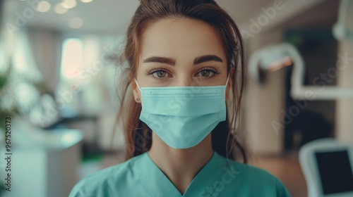 Dentist's assistant with face mask