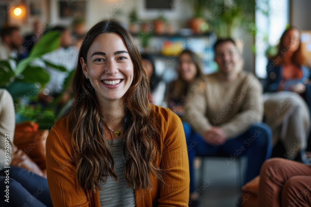 happiness and engagement of a group of staff or participants as they share laughter while listening to a startup business owner at a trade show exhibition event.