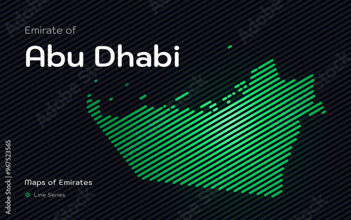 Abstract Map of Emirate of Abu Dhabi in a line stipes Pattern. Maps of Emirates UAE