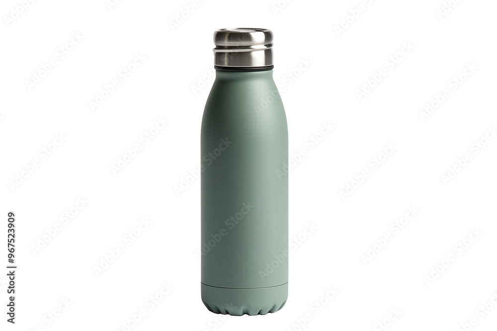 A sleek, matte green insulated water bottle with a stainless steel cap. This eco-friendly, reusable bottle is perfect for keeping beverages hot or cold while on the go. A sleek, matte green insulated water bottle with a stainless steel cap. This eco-friendly, reusable bottle is perfect for keeping beverages hot or cold while on the go.