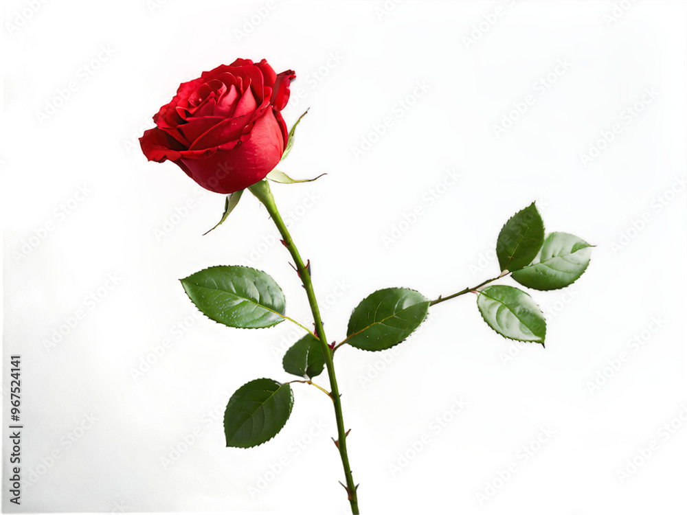 Fototapeta premium Falling_red_rose_isolated_on_white_background,_full_depth_of_field