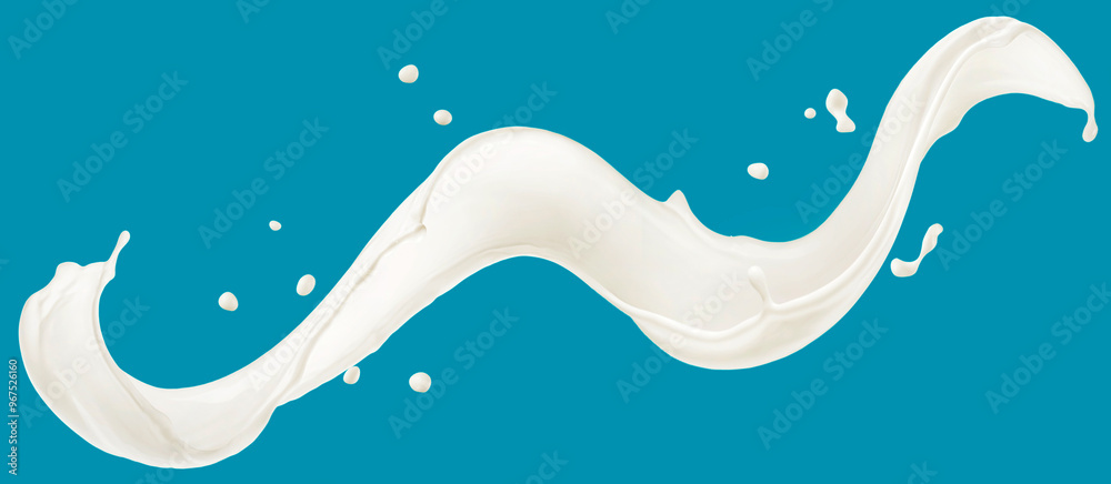 Obraz premium Flying milk splash isolated on blue background