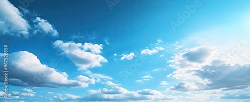 Stunning Blue Sky with Fluffy White Clouds - Nature Background