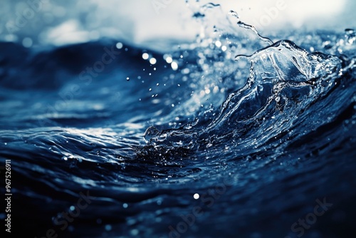 Moving blue water with white foam. Water is choppy and rough, suggesting strong sea conditions.