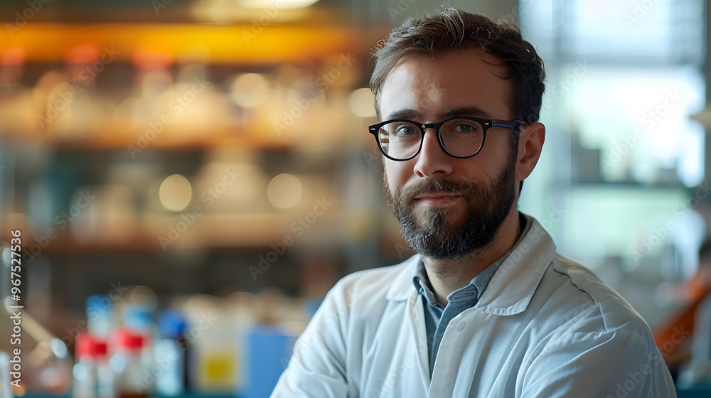 Portrait of a Scientist in a Blurred Laboratory Background, Portrait Shot, Scientist, Laboratory Background Portrait of a Scientist in a Blurred Laboratory Background, Portrait Shot, Scientist, Laboratory Background