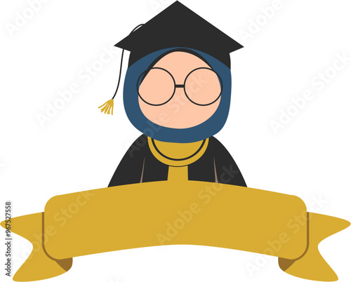 Muslim Girl With GlassesGraduation Label