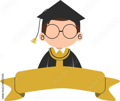 Boy With Glasses Graduation Label