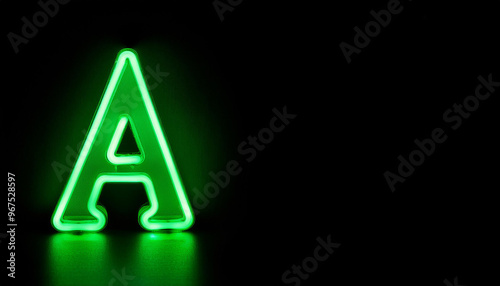 Neon green letter 'A' on black background.