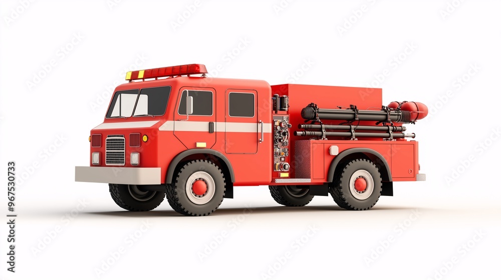 Classic Red Fire Engine on White Classic Red Fire Engine on White