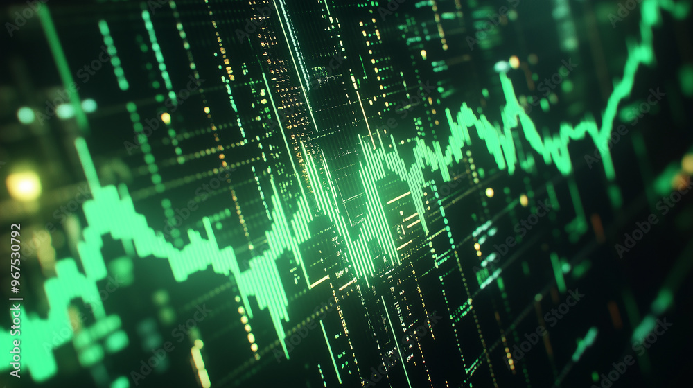 neon green background, growth increase finance business 