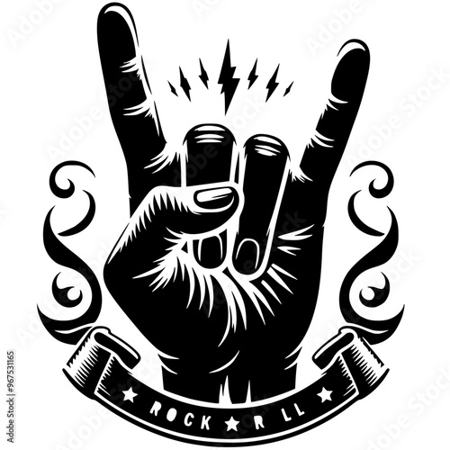Rock n roll hand symbol silhouette