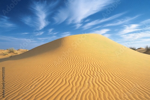 Stunning View of Desert Sand Dunes Under a Blue Sky