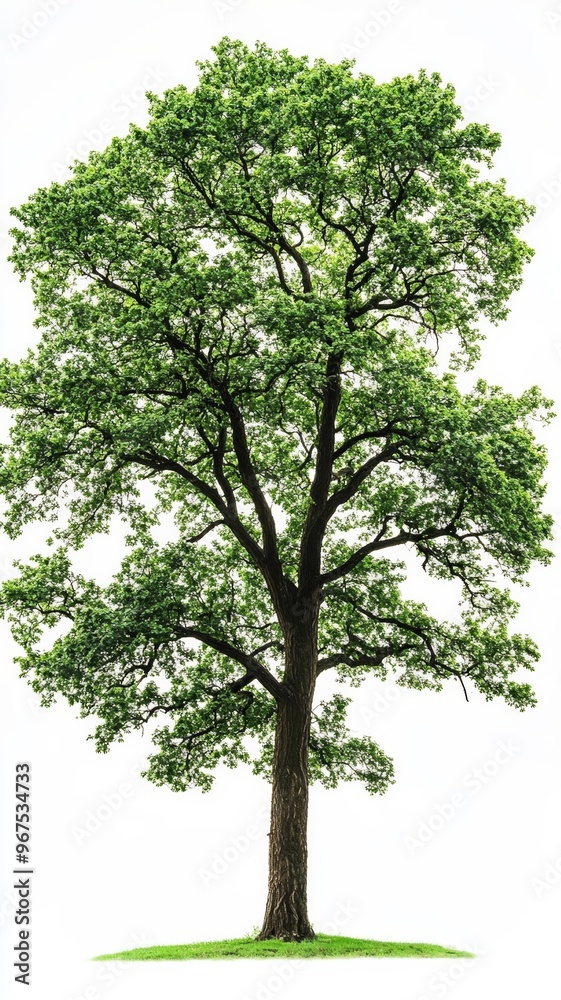 Fototapeta premium Lush green tree on white background, nature and ecology concept
