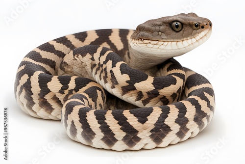 Black tailed rattlesnake on white background, Ai Generated photo