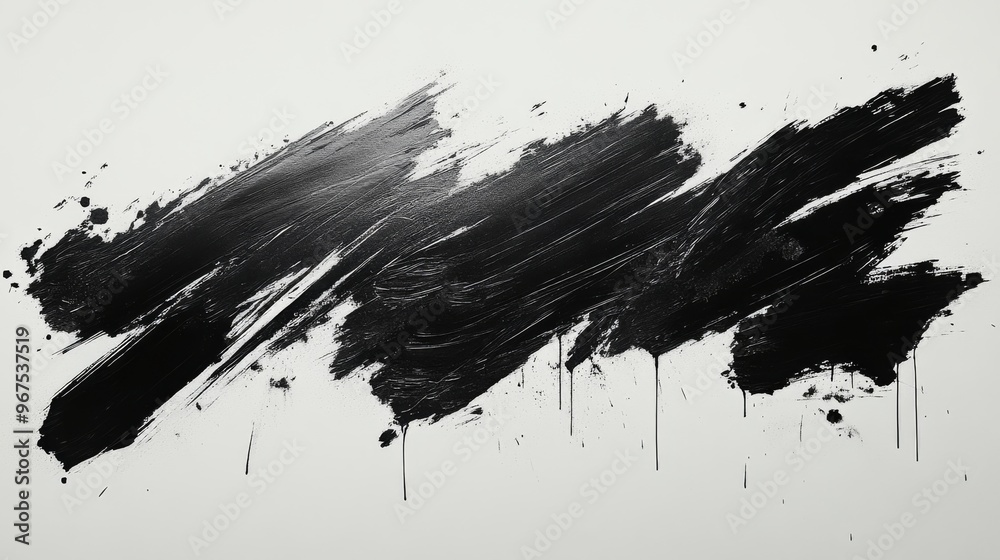 Abstract black brush strokes on white canvas, artistic expression. Contemporary art and creativity concept Abstract black brush strokes on white canvas, artistic expression. Contemporary art and creativity concept