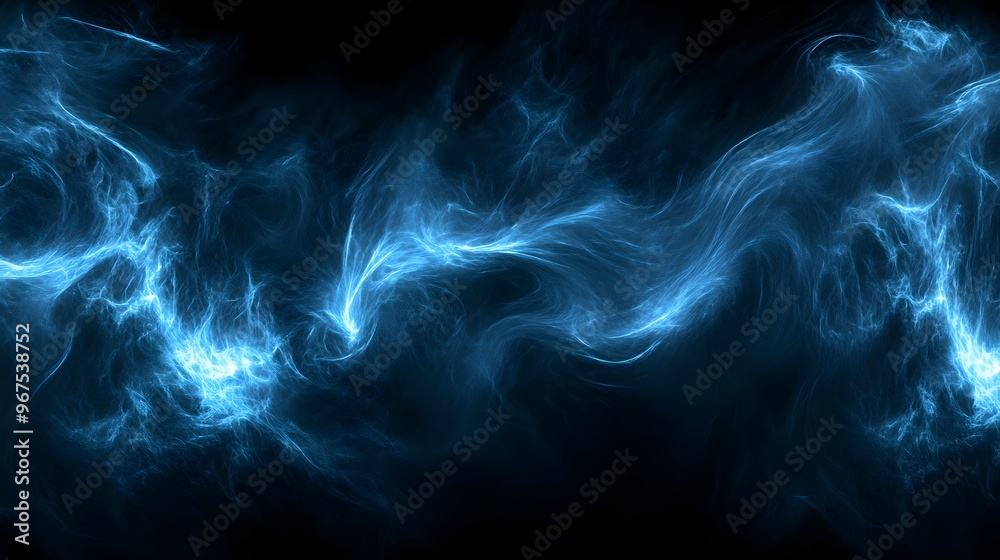 Fototapeta premium Abstract Blue Energy Flow on Black Background