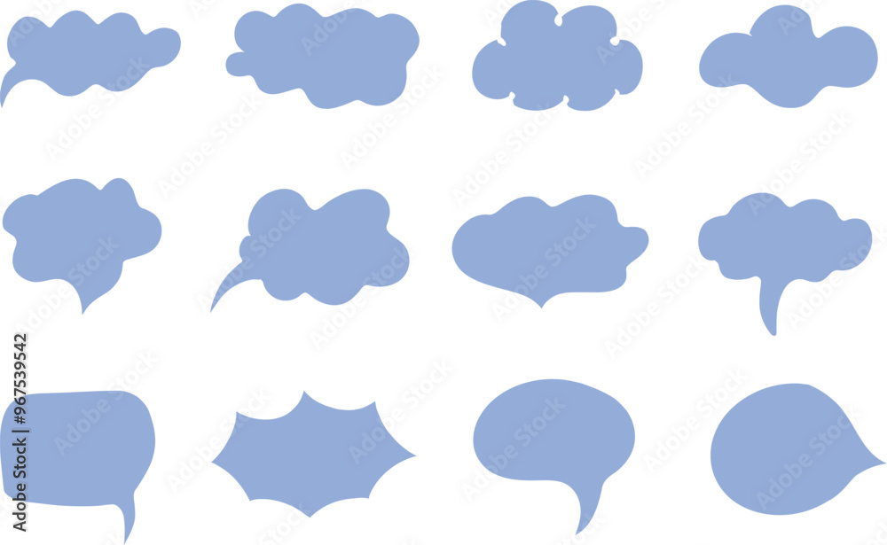 Set of Speech Bubbles with flat color isolated on transparent background. Abstract Speech bubbles or Dream cloud Vector illustration, for dialog, conversation, tags, label, sticker, chat or message. Set of Speech Bubbles with flat color isolated on transparent background. Abstract Speech bubbles or Dream cloud Vector illustration, for dialog, conversation, tags, label, sticker, chat or message.