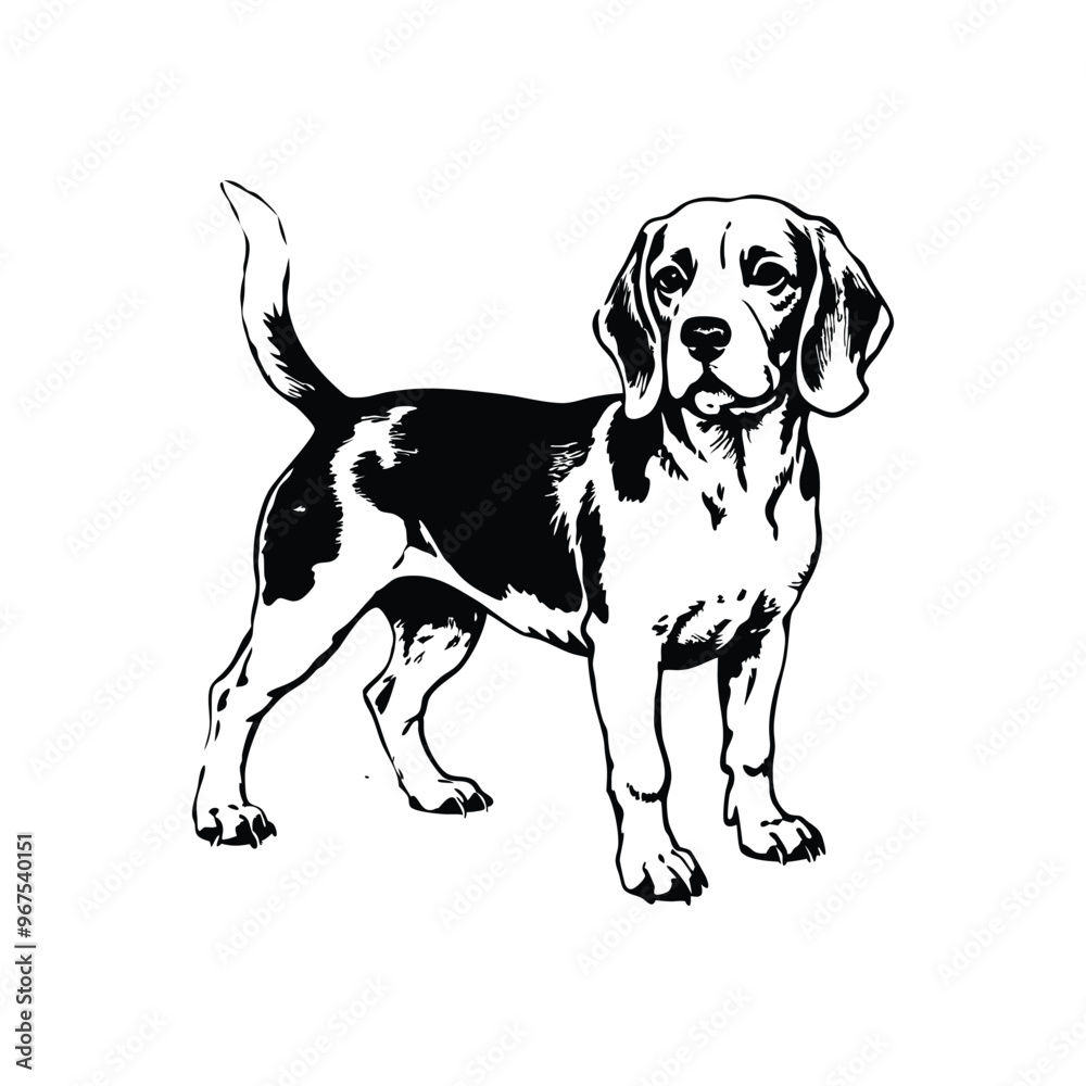 beagle dog stencil vector hand drawn illustration beagle dog stencil vector hand drawn illustration