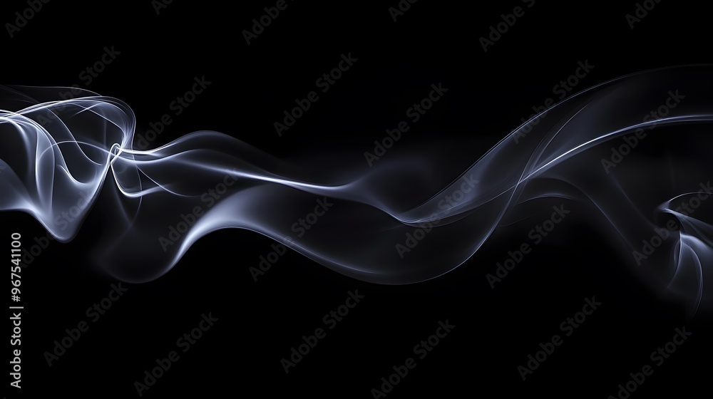 Abstract Smoke Wave Flowing on Black Background Abstract Smoke Wave Flowing on Black Background