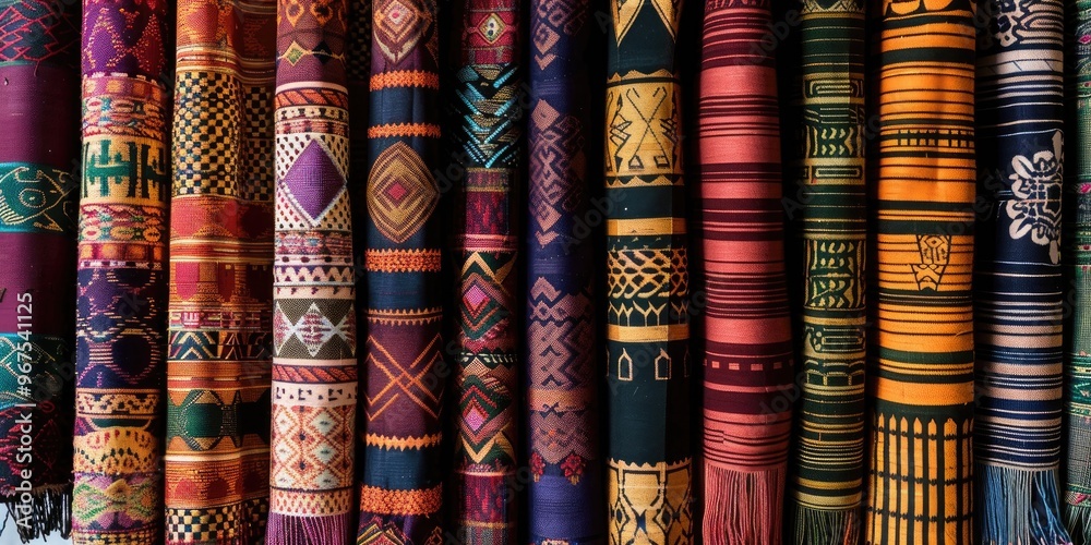 A stunning showcase of traditional woven fabric from the NTT region capturing a diverse range of colors and intricate patterns that celebrate the area s cultural legacy and expert artistry A stunning showcase of traditional woven fabric from the NTT region capturing a diverse range of colors and intricate patterns that celebrate the area s cultural legacy and expert artistry