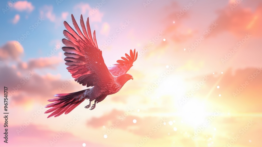 Stunning bird soaring against a vibrant sunset, capturing the beauty of freedom and nature's breathtaking colors. Stunning bird soaring against a vibrant sunset, capturing the beauty of freedom and nature's breathtaking colors.