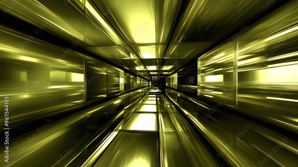 Abstract Gold Corridor Perspective 3D Render Abstract Gold Corridor Perspective 3D Render