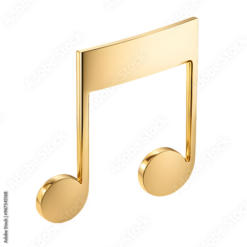 3D Golden Music Note PNG Icon Isolated on Transparent Background photo