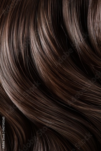 vertical image closeup texture of brown smooth long healthy hair