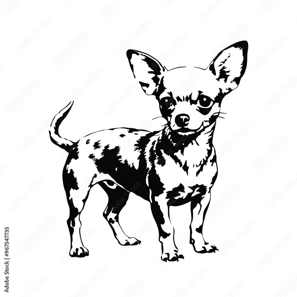 Chihuahua dog stencil vector hand drawn illustration Chihuahua dog stencil vector hand drawn illustration