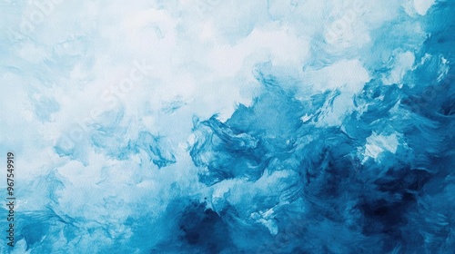 A serene abstract blue background with soft, flowing clouds, ideal for design projects requiring a calm and tranquil atmosphere.