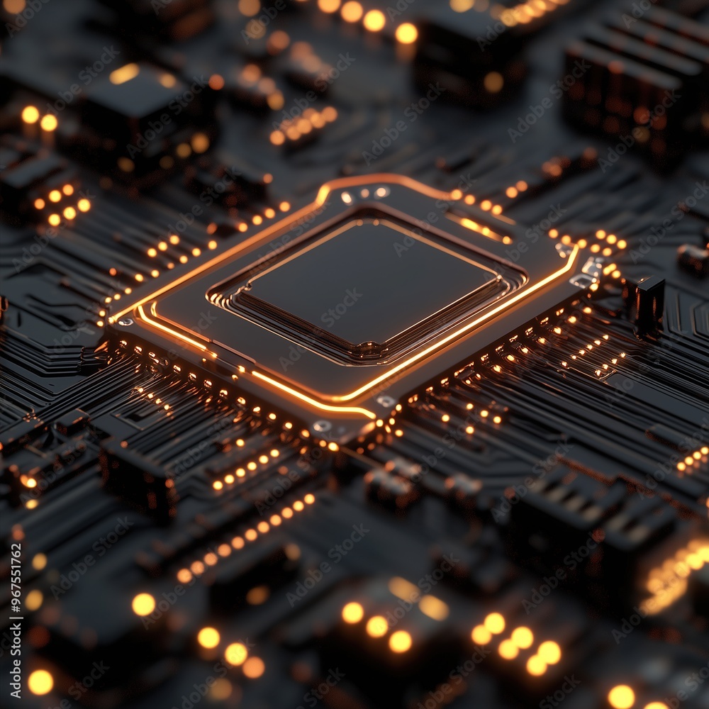 Illuminated circuit board with gold details Illuminated circuit board with gold details