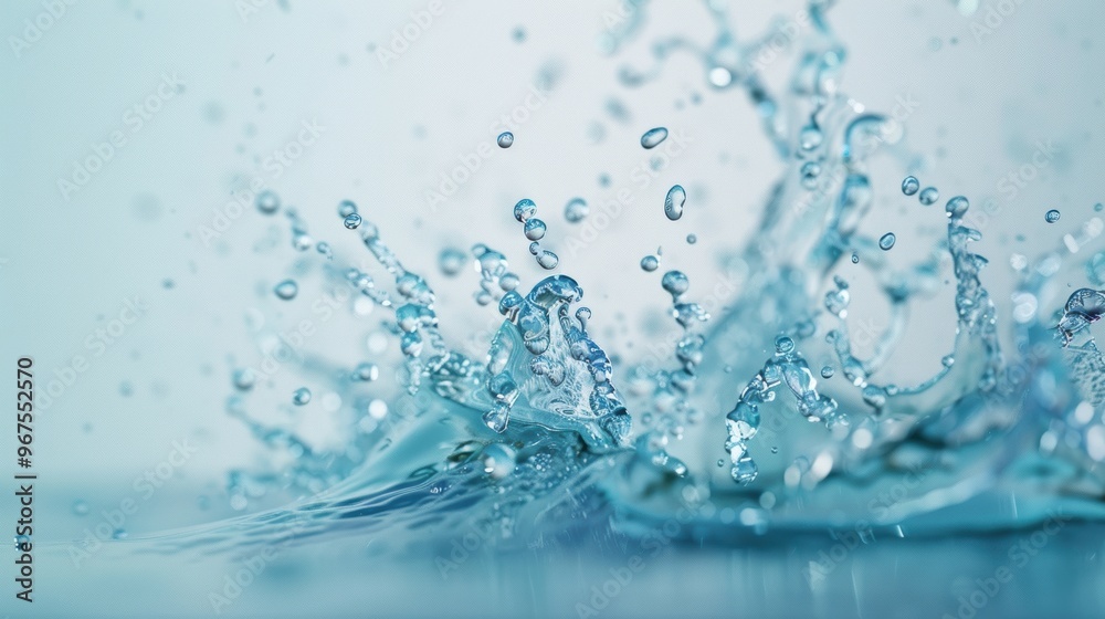 High-speed capture of water splashes and drops frozen against a plain white background, showcasing the ephemeral beauty and dynamic nature of liquid in motion. Suitable for projects requiring a vivid High-speed capture of water splashes and drops frozen against a plain white background, showcasing the ephemeral beauty and dynamic nature of liquid in motion. Suitable for projects requiring a vivid