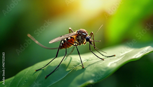 mosquito on a green leaf