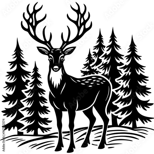  deer vector.Deer in the Forest svg, Deer Cut Files For Cricut, Deer Clipart, Forest Svg, Wilderness Svg, Forest Bundle svg, Deer Head Svg.