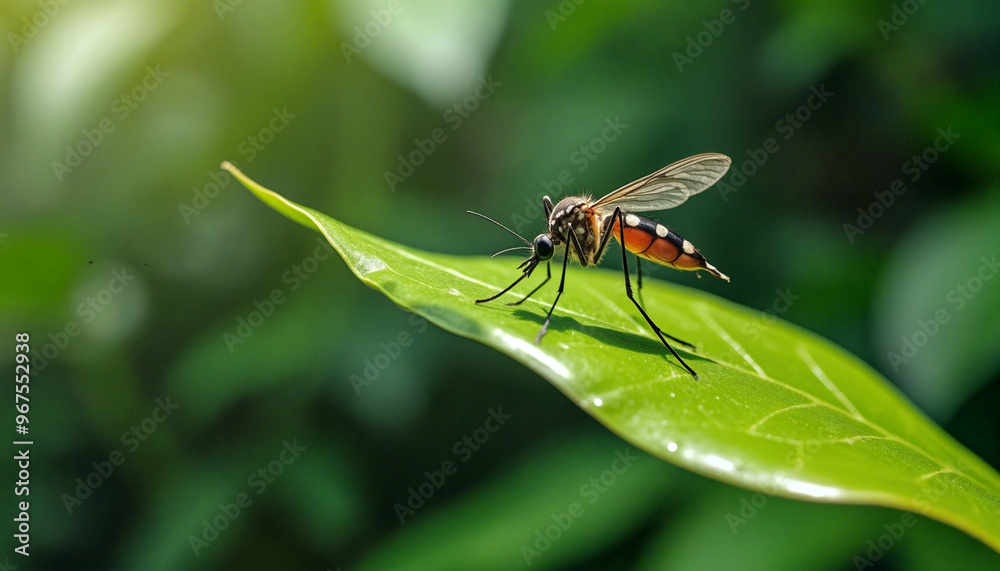mosquito on a green leaf mosquito on a green leaf